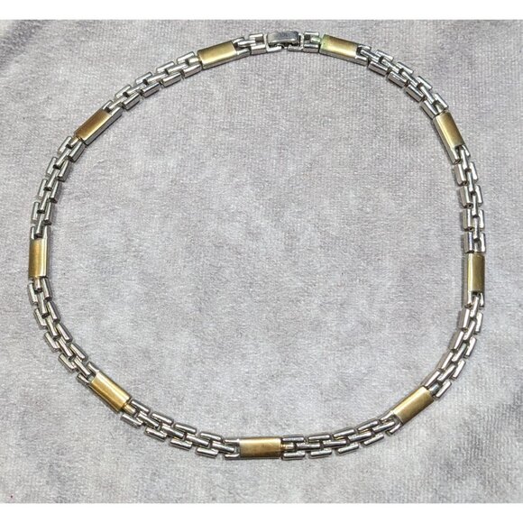 Men's Retro Gold And Silver Tone Chain Link Necklace - Picture 6 of 6